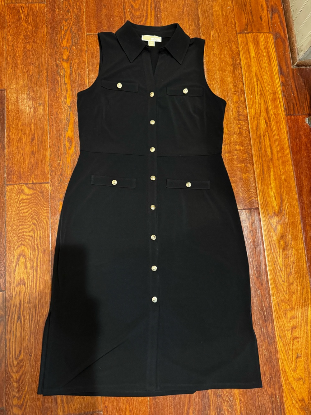 Michael Kors Black Sleeveless Button-Front Midi Dress NWT